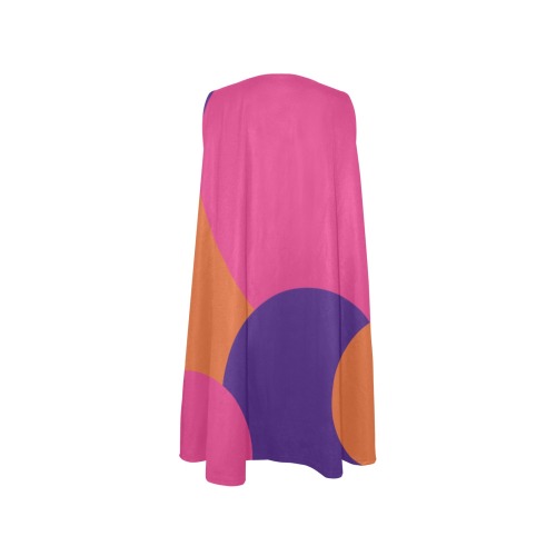 Orange, Purple and Hot Pink Polka Dots Sleeveless A-Line Pocket Dress (Model D57)