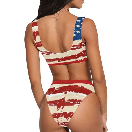 American Woman Sport Top & High-Waisted Bikini Swimsuit (Model S07)