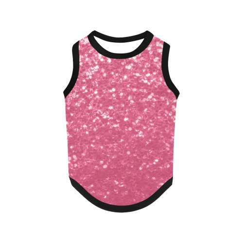 Magenta light pink red faux sparkles glitter All Over Print Pet Tank Top