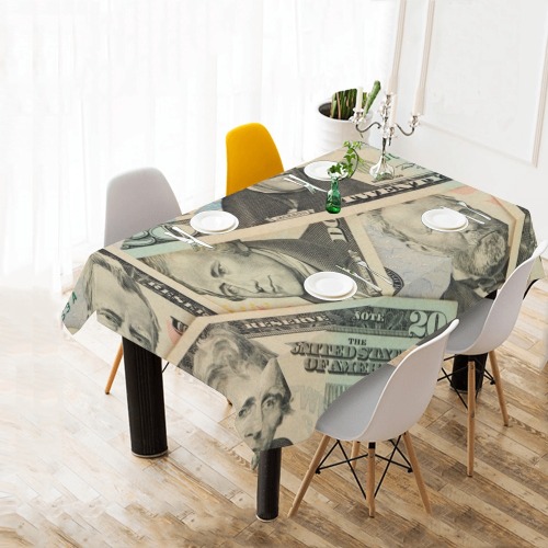 US PAPER CURRENCY Cotton Linen Tablecloth 60" x 90"