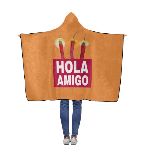 Hola Amigo Three Red Chili Peppers Friend Funny Flannel Hooded Blanket 40''x50''