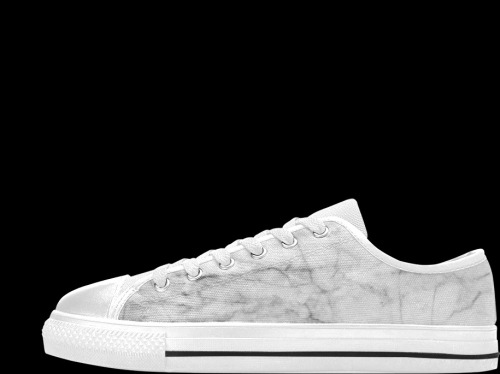 White gray marble texture Men's Classic Canvas Shoes (Model 018)