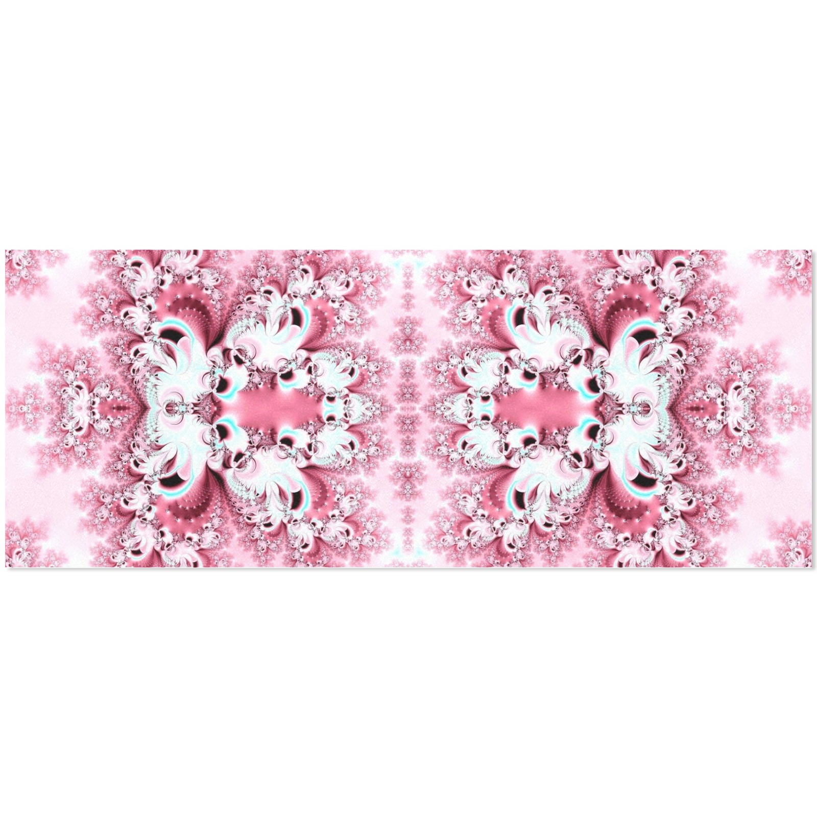 Pink Rose Garden Frost Fractal Gift Wrapping Paper 58"x 23" (2 Rolls)
