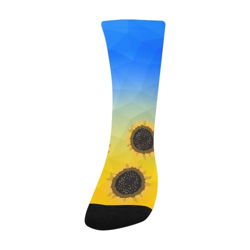 Ukraine yellow blue geometric mesh pattern Sunflowers Kids' Custom Socks