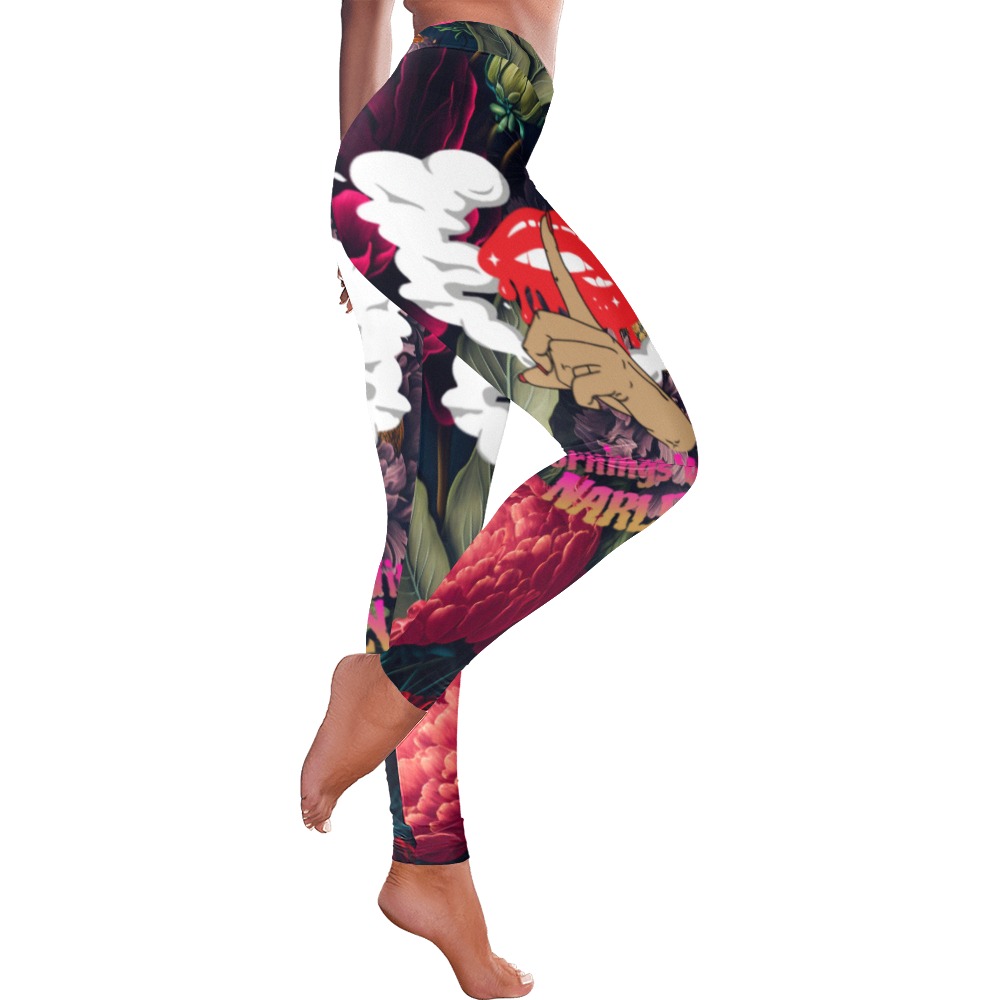 Narley Barbie Floral Women's Low Rise Leggings (Invisible Stitch) (Model L05)