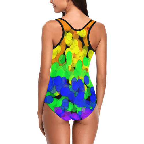 Gay Pride Bokeh Vest One Piece Swimsuit (Model S04)