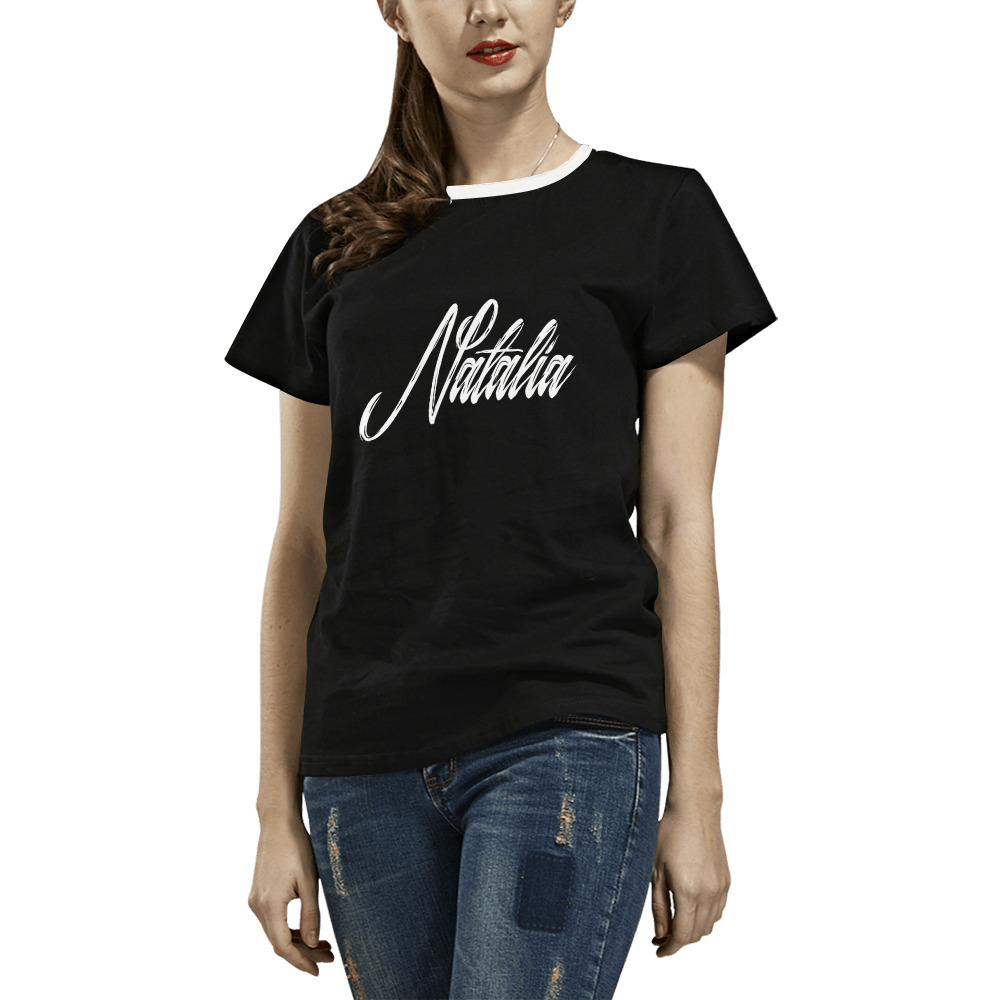 BLACK All Over Print T-Shirt for Women (USA Size) (Model T40)