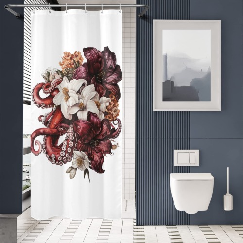 Octopus with Flowers Shower Curtain 36"x72"