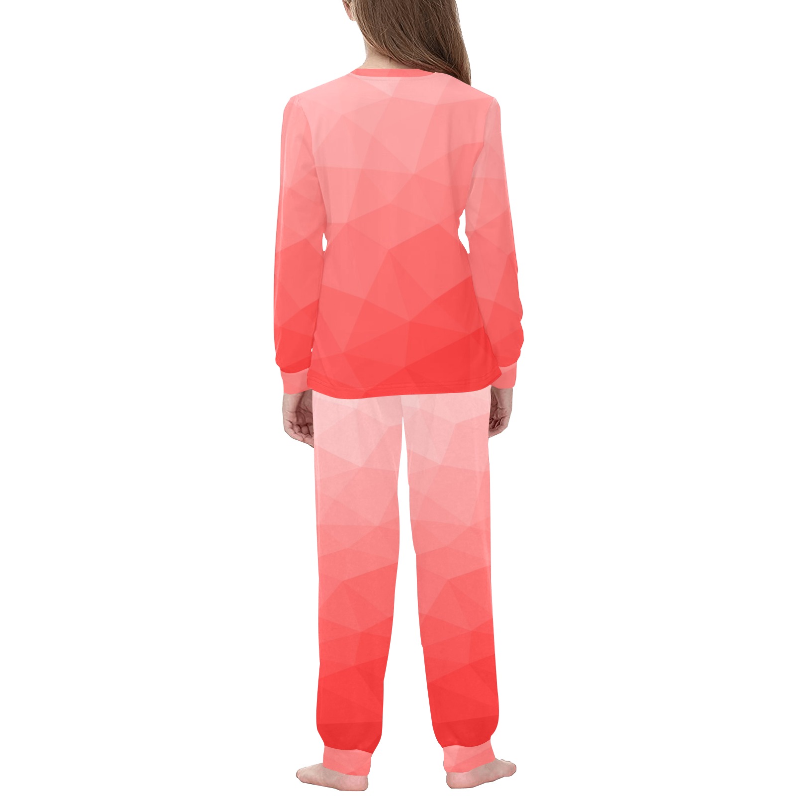 Red gradient geometric mesh pattern Kids' All Over Print Pajama Set