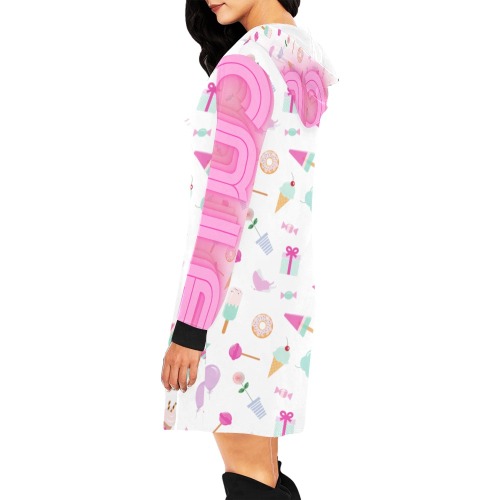 Cute Candy All Over Print Hoodie Mini Dress (Model H27)