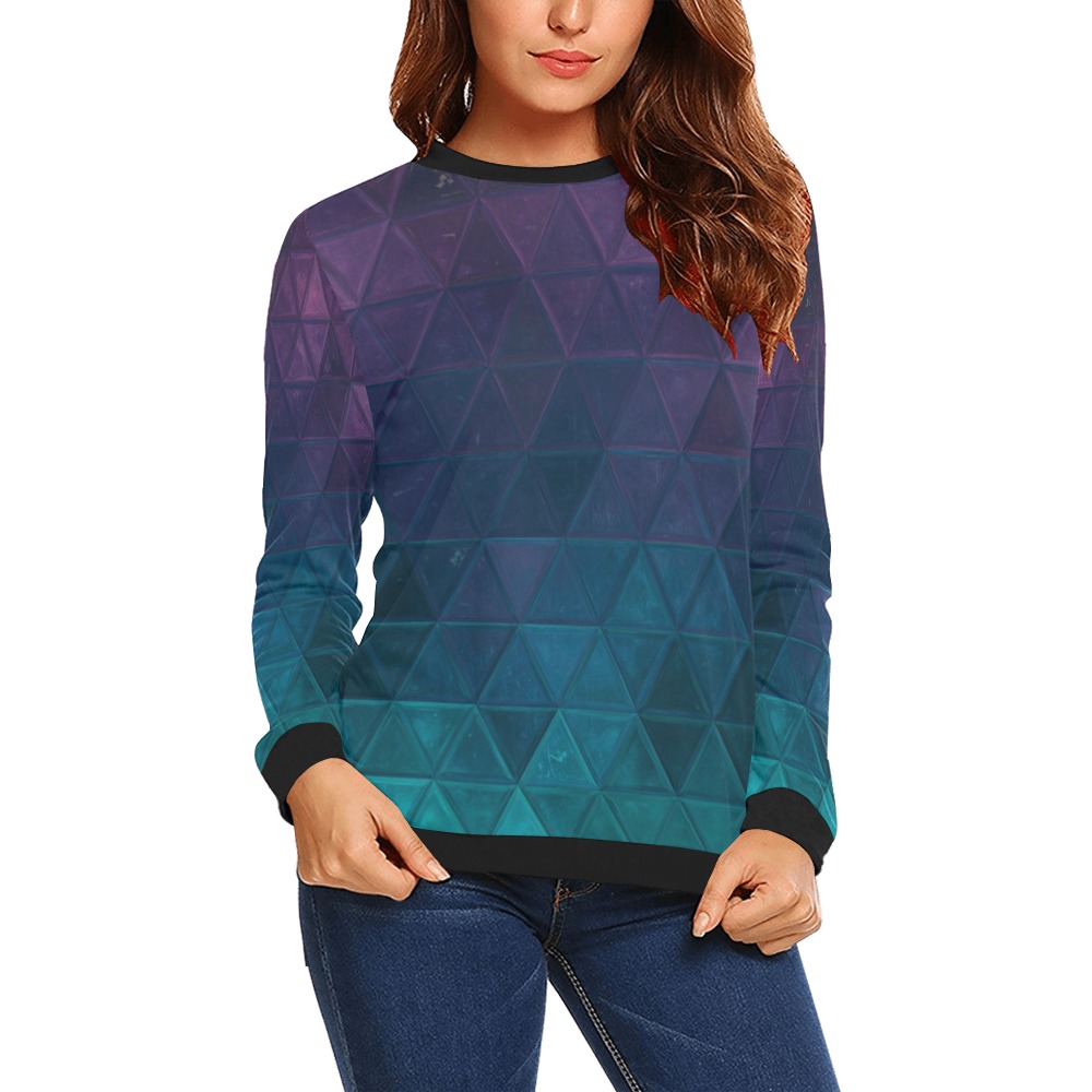 mosaic triangle 21 All Over Print Crewneck Sweatshirt for Women (Model H18)
