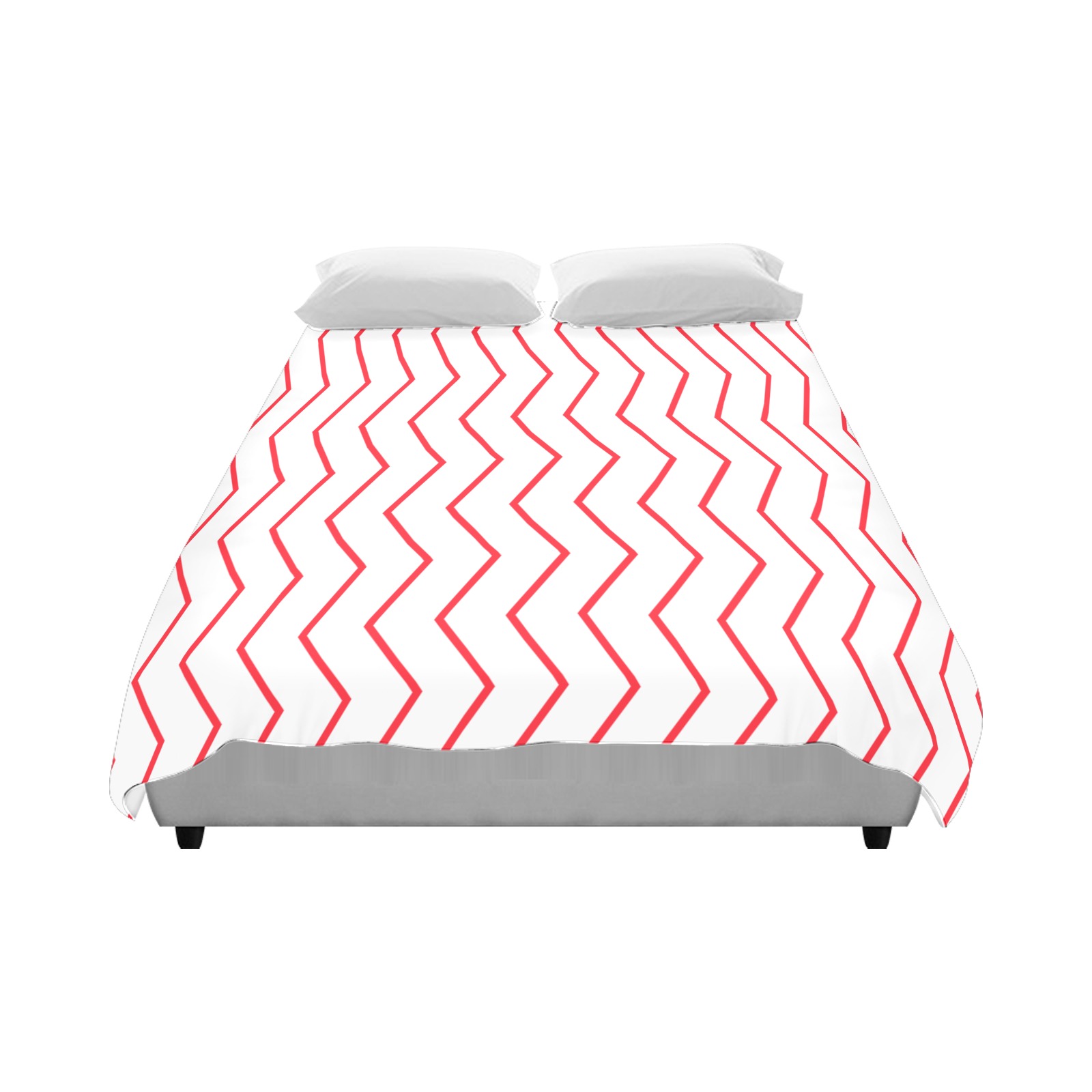 White red chevron vertical lines pattern Duvet Cover 86"x70" ( All-over-print)