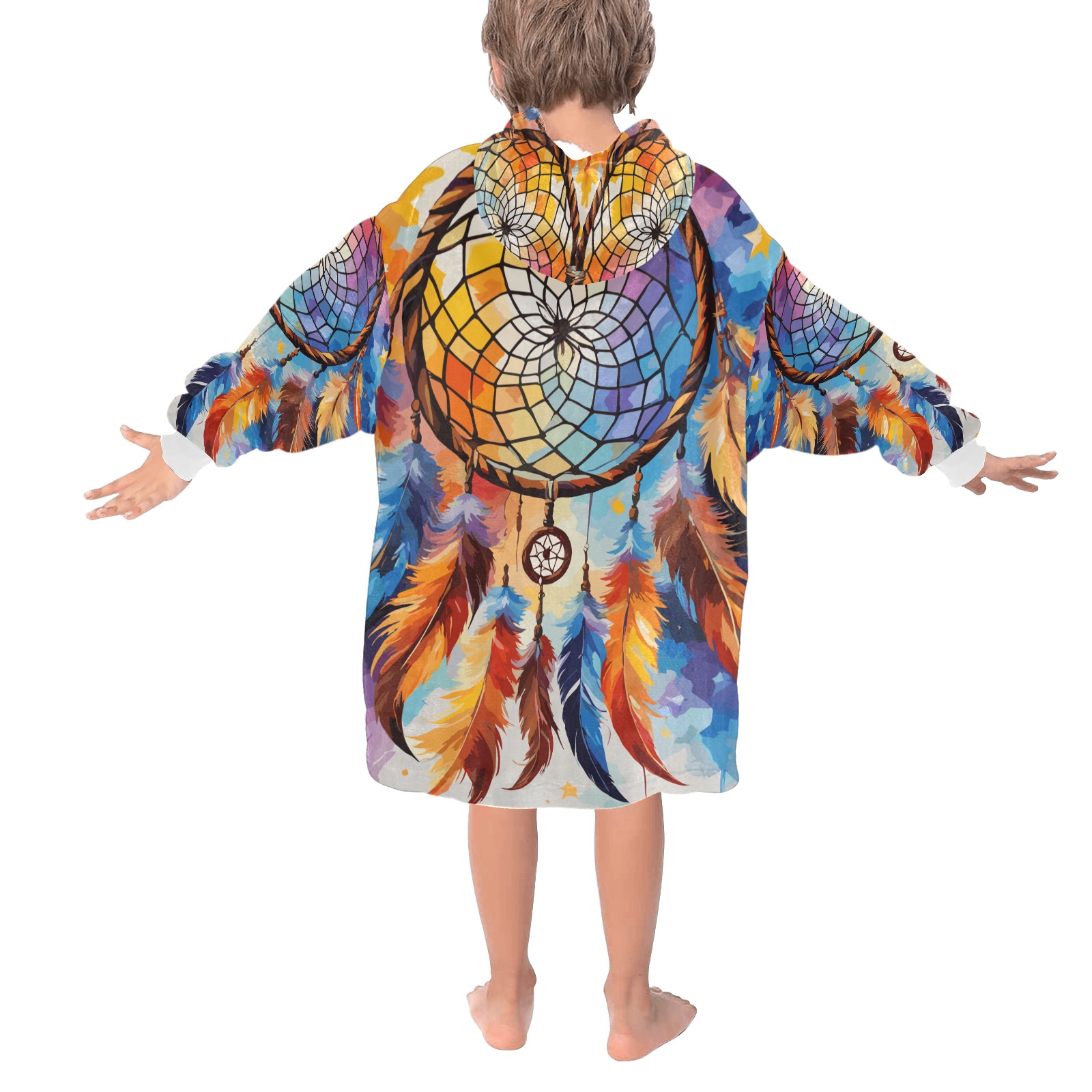 Elegant dreamcatcher, splashes of colors chic art. Blanket Hoodie for Kids