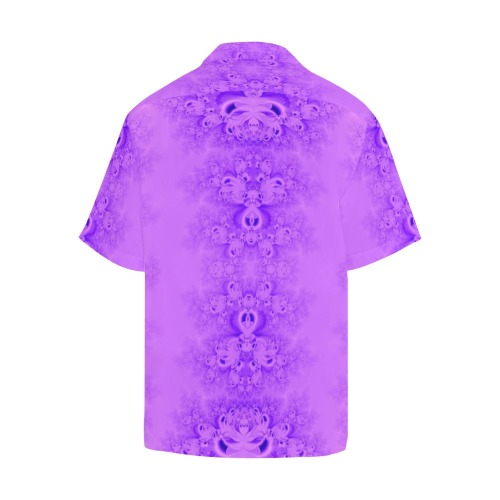 Purple Lilacs Frost Fractal Hawaiian Shirt with Merged Design (Model T58)