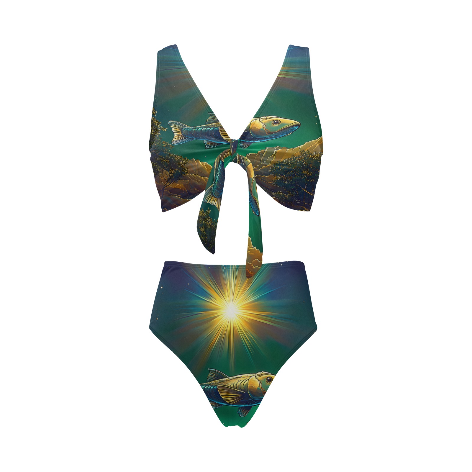 Celestial Swim Chest Bowknot Bikini Swimsuit (Model S33)