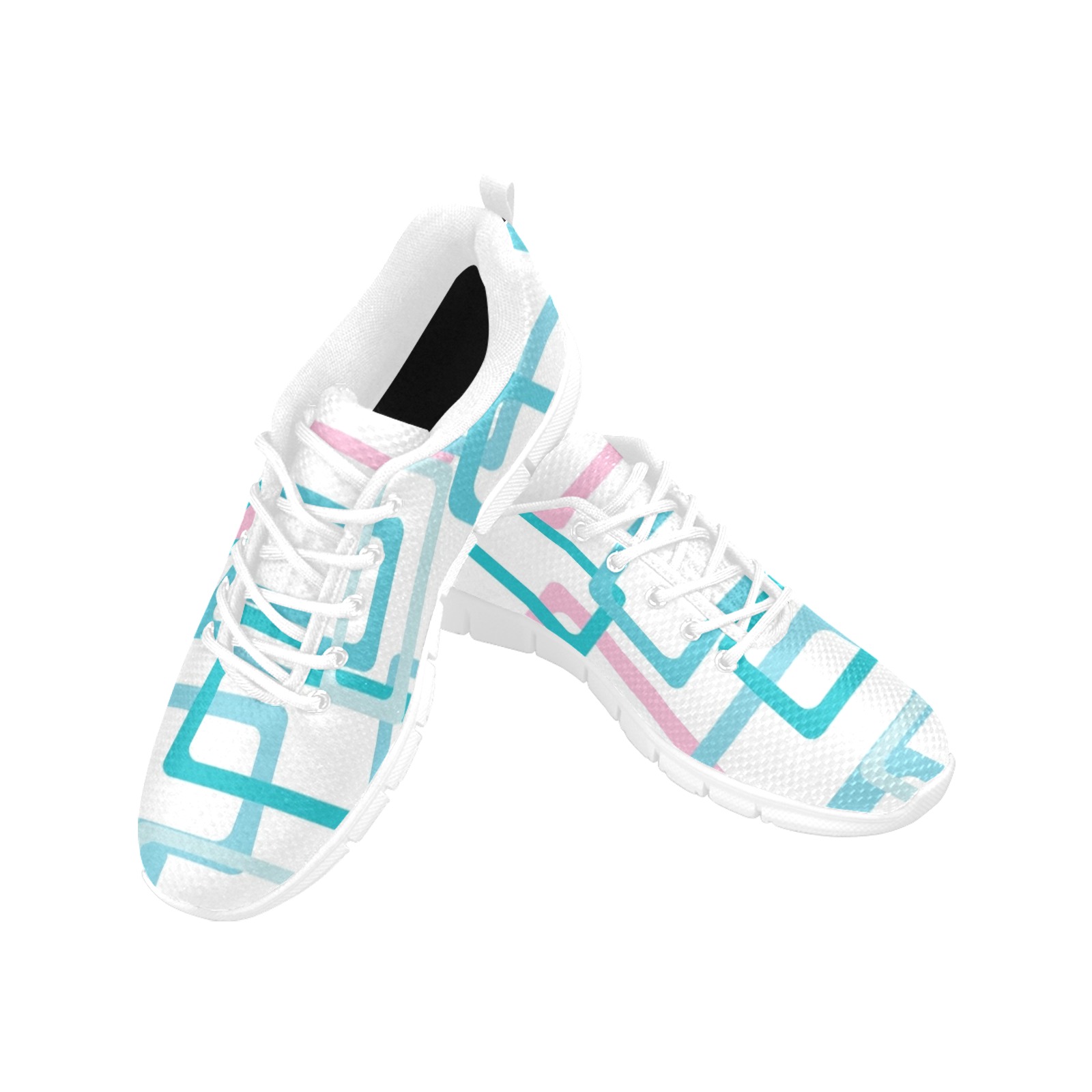 Geometric - Pink and teal Women's Breathable Running Shoes (Model 055)