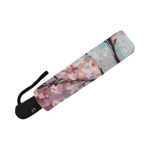 Fantasy sakura cherry blossom tree and butterflies Auto-Foldable Umbrella (Model U04)