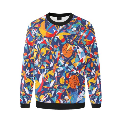 Basketball balls colorful geometric abstract art. Men's Oversized Fleece Crew Sweatshirt (Model H18)