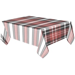 Red Black Plaid Cotton Linen Tablecloth 60"x120"