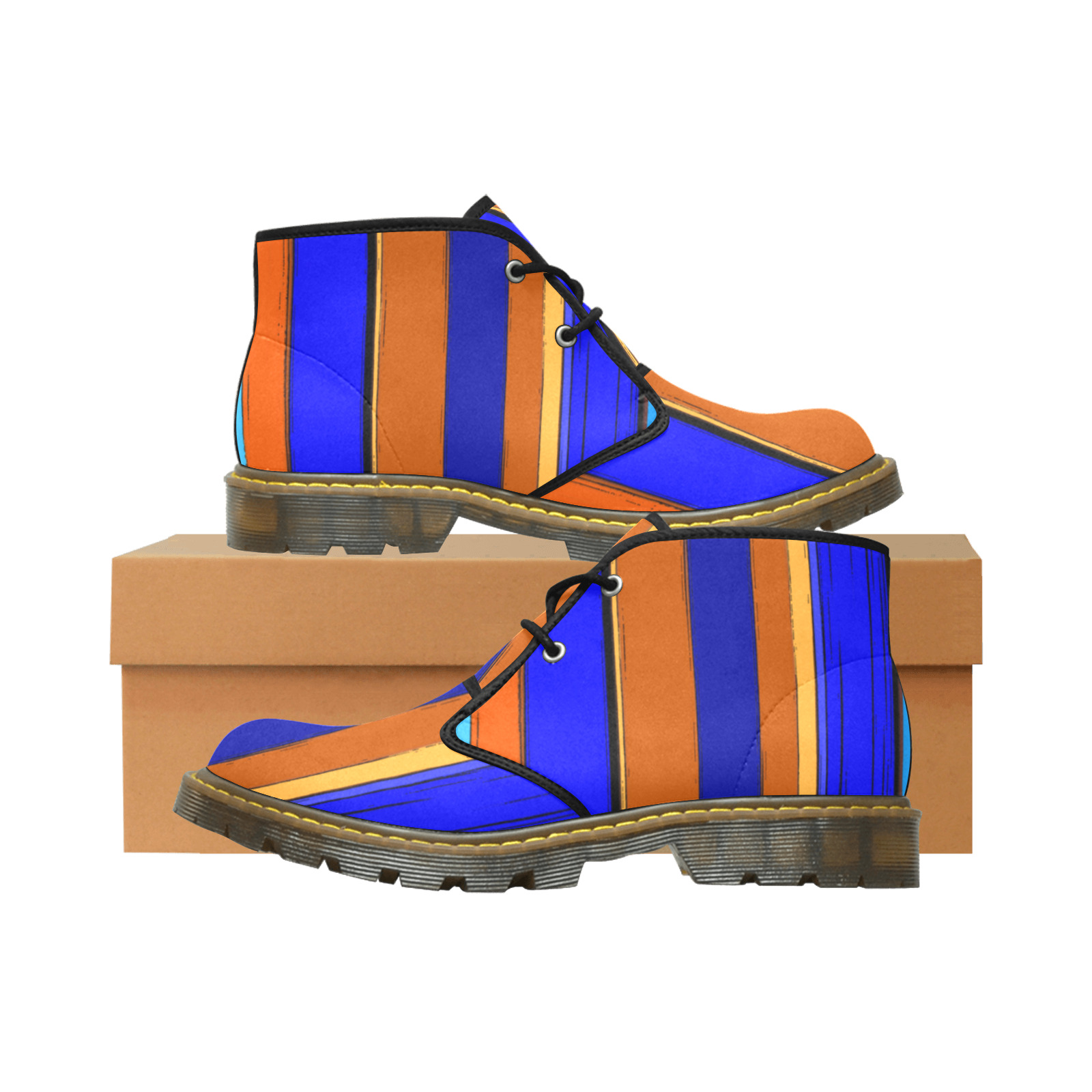 Abstract Blue And Orange 930 Men's Nubuck Chukka Boots (Model 2402)