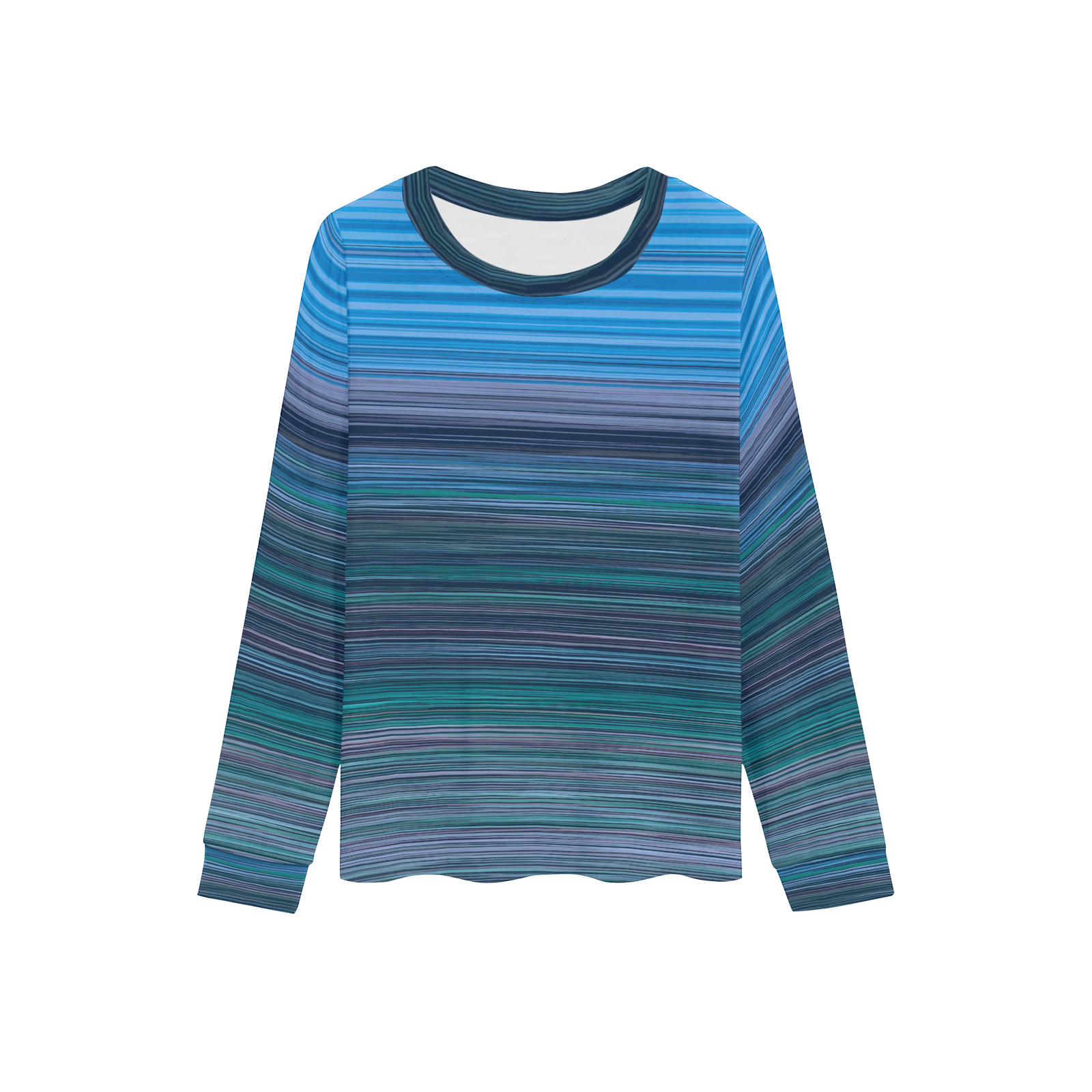 Abstract Blue Horizontal Stripes Kids' All Over Print Pajama Top