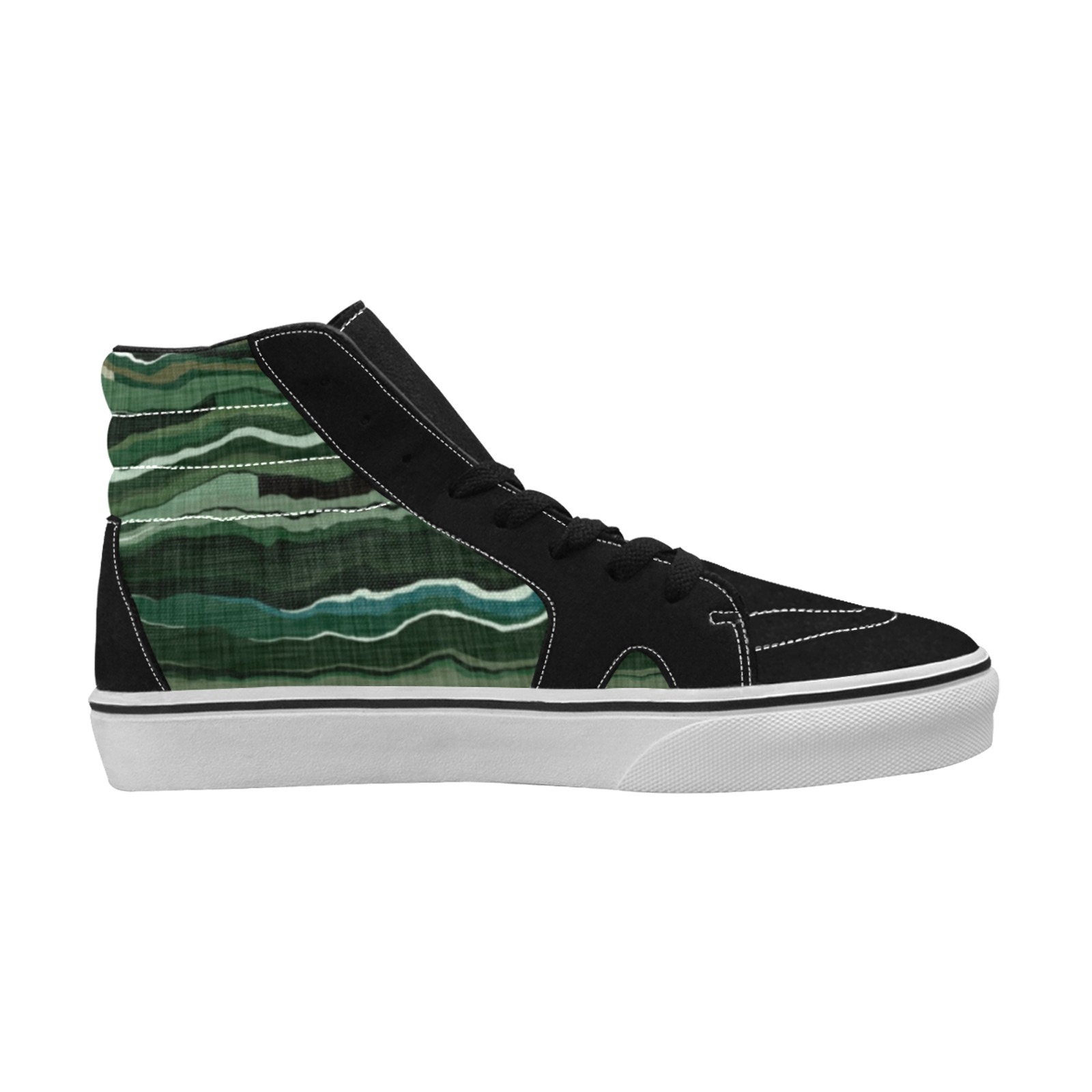 Camo brushstrokes green 3 Women's High Top Skateboarding Shoes (Model E001-1)
