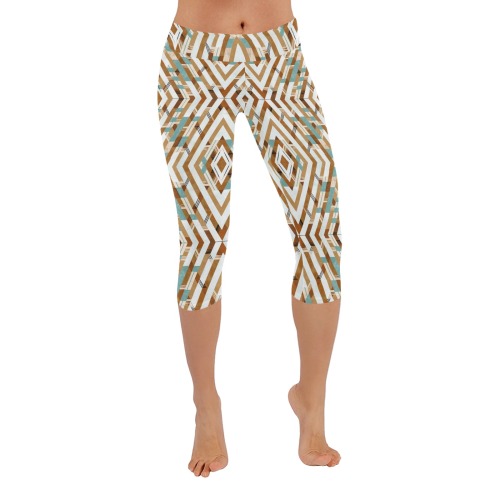 Tribe boho geometric-32A Women's Low Rise Capri Leggings (Invisible Stitch) (Model L08)