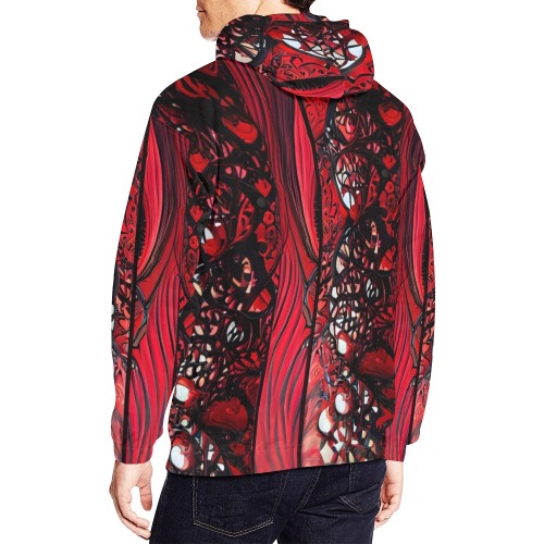 red and black intricate pattern 1 All Over Print Hoodie for Men (USA Size) (Model H13)
