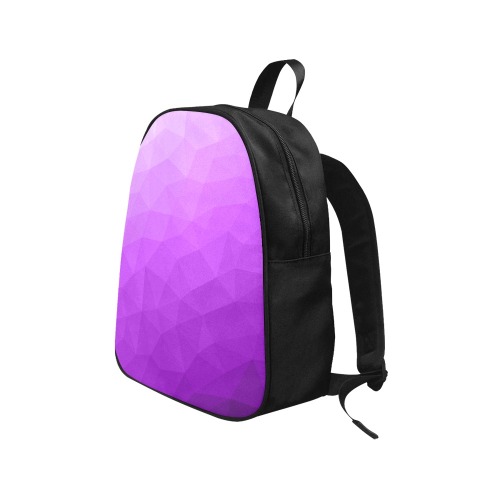 Purple gradient geometric mesh pattern Fabric School Backpack (Model 1682) (Medium)