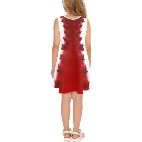 Girl's Canada Maple Leaf Dresses Girls' Sleeveless Sundress (Model D56)