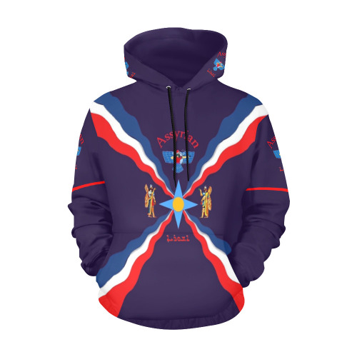 Assyrian Flag All Over Print Hoodie for Men (USA Size) (Model H13)