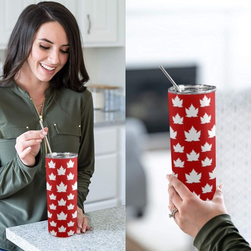 Cute Canada Tumbler 20oz Tall Skinny Tumbler with Lid and Straw