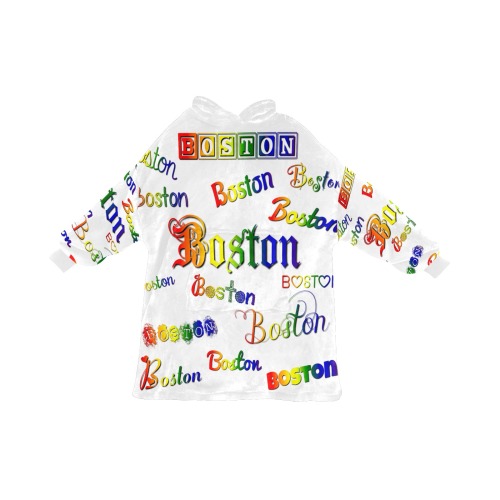 Boston Rainbow Fonts Blanket Hoodie for Women