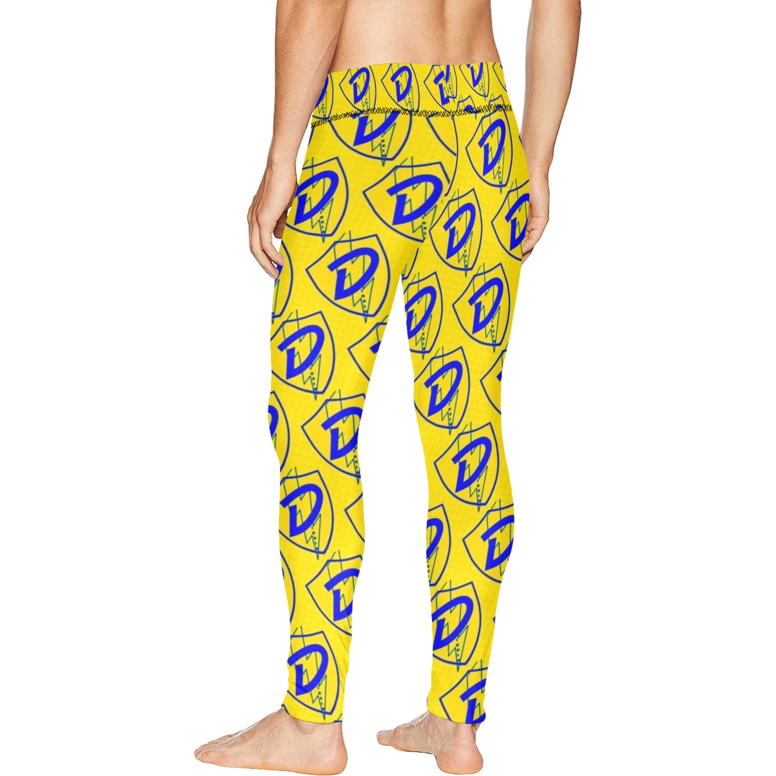 DIONIO Clothing - Yellow Shield Repeat Logo Meggings (Yellow Shield Logo) Men's All Over Print Leggings (Model L38)