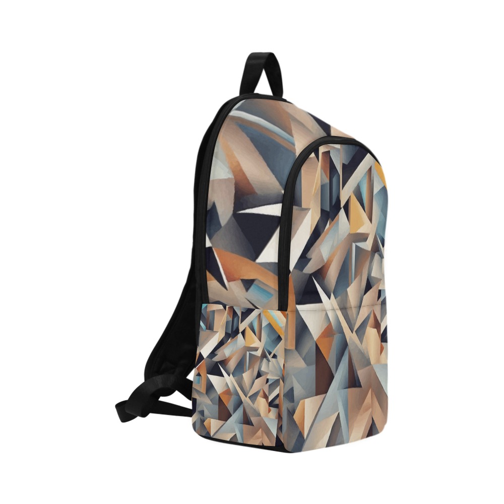 Geometric triangular shapes of beige, blue colors Fabric Backpack for Adult (Model 1659)