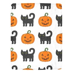 Cats and Pumpkins Halloween Throw Ultra-Soft Micro Fleece Blanket 54"x70"