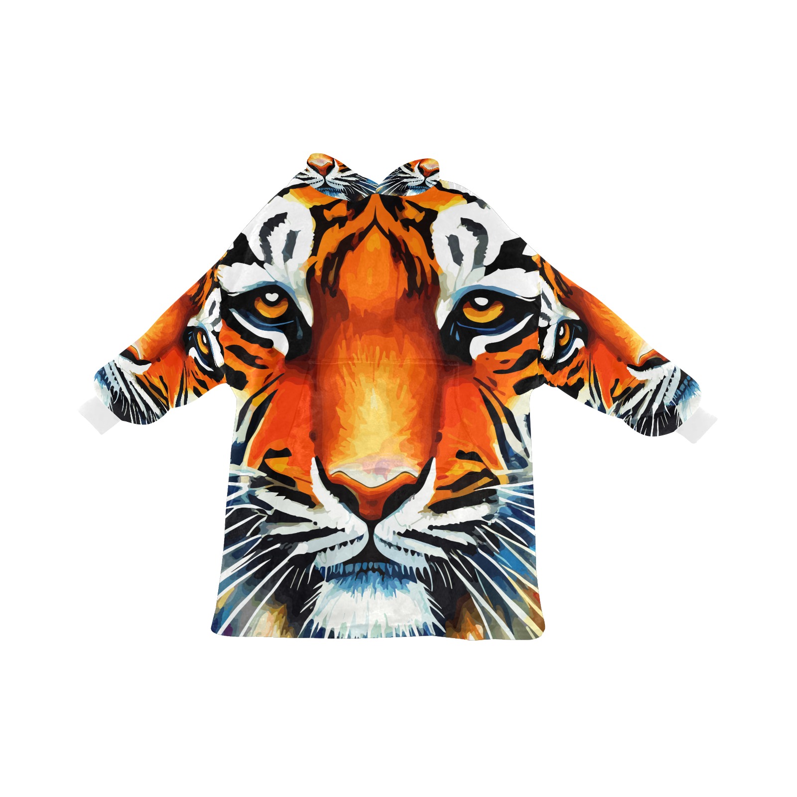 Cute Tiger Funny Colorful Animal Art Blanket Hoodie for Men