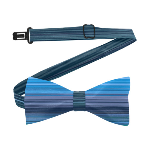Abstract Blue Horizontal Stripes Custom Bow Tie