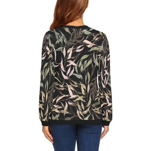 Dark Forest leaves dramatic All Over Print Crewneck Sweatshirt for Women (Model H18)