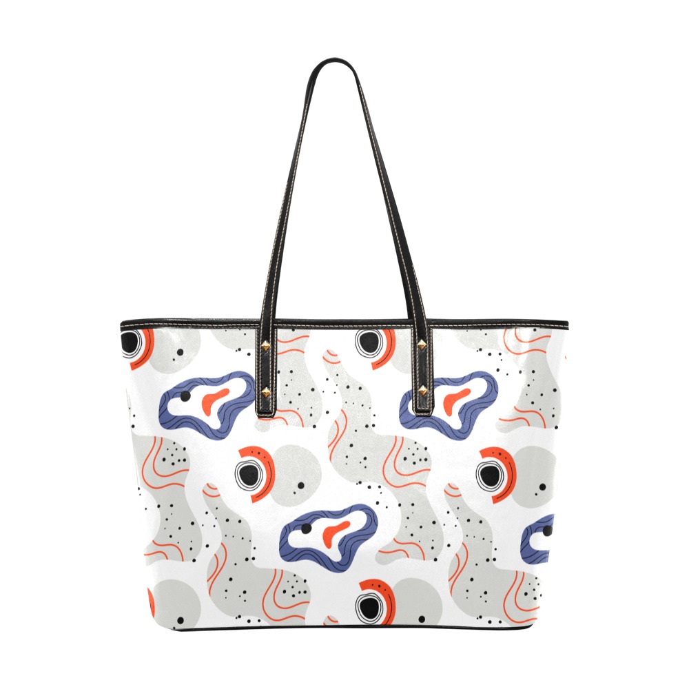 Elegant Abstract Mid Century Pattern Chic Leather Tote Bag (Model 1709)