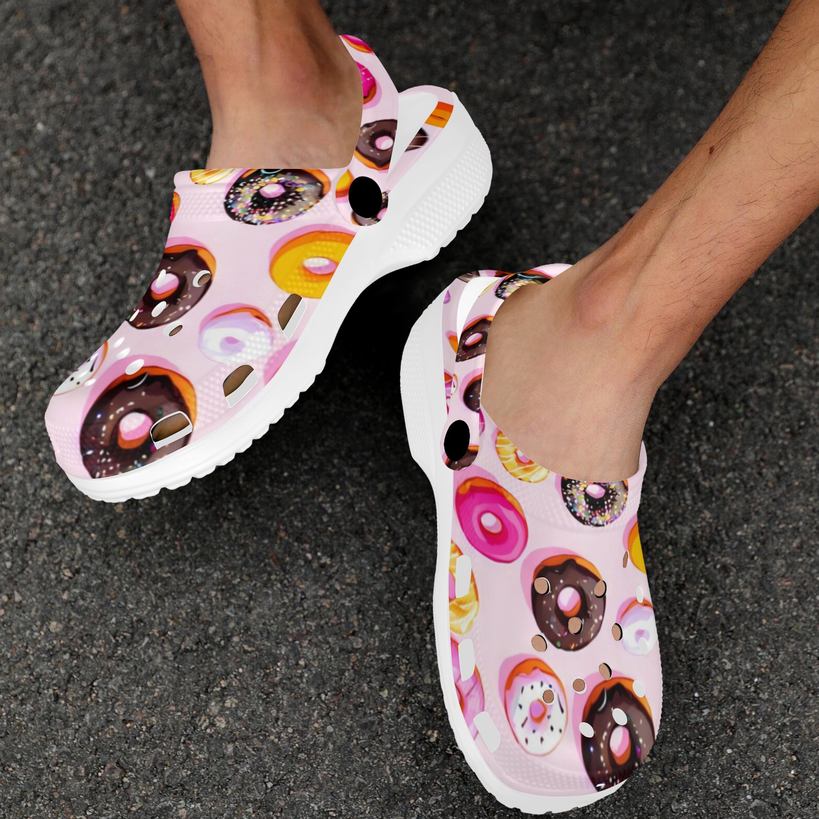 Donut pattern Custom Print Foam Clogs for Adults