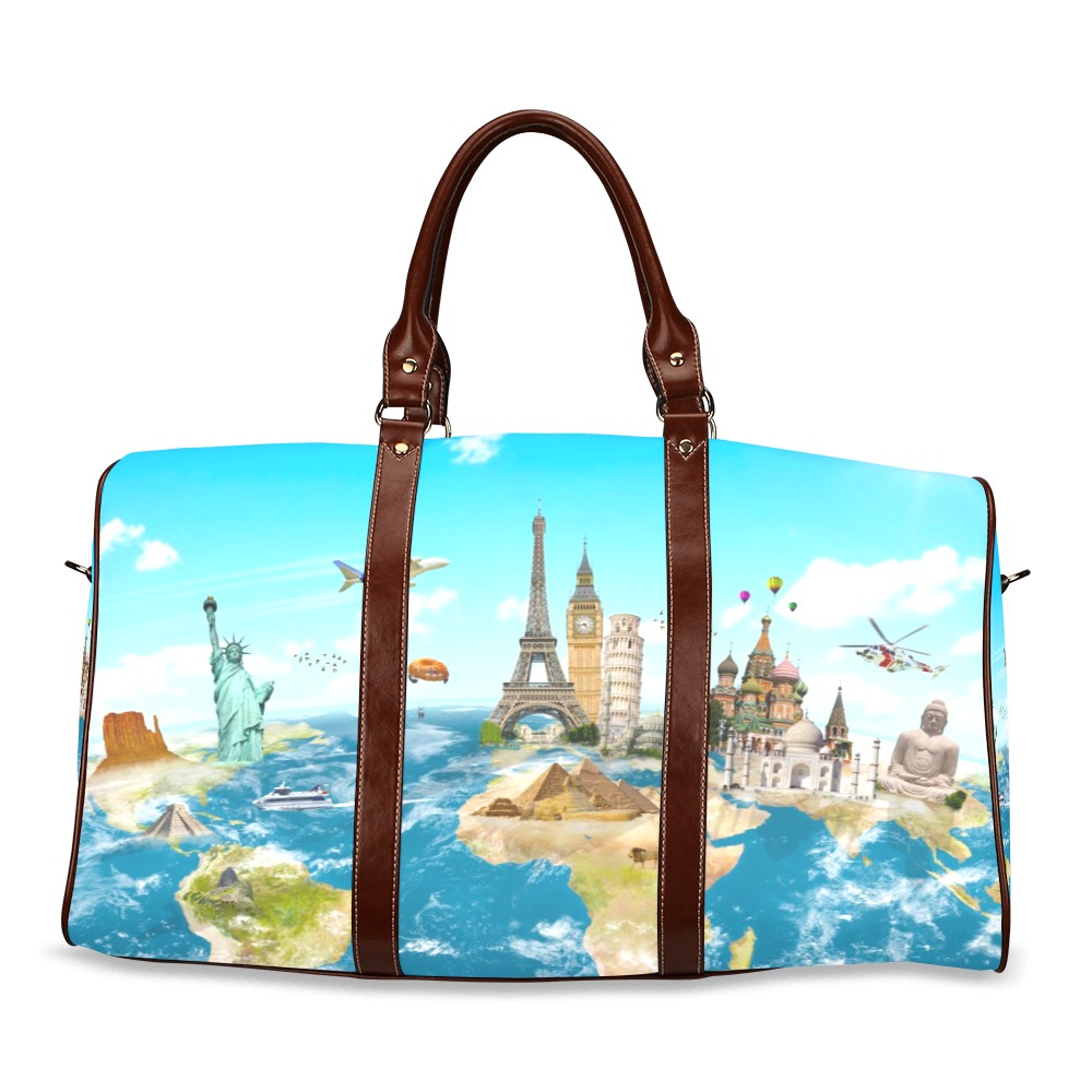 Famous monuments of the world grouped together on planet Earth Travel bag Waterproof Travel Bag/Large (Model 1639)