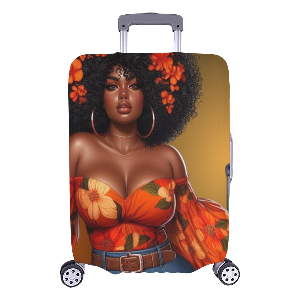 Woman Traveling Luggage Cover - Large Luggage Cover/Large 26"-28"