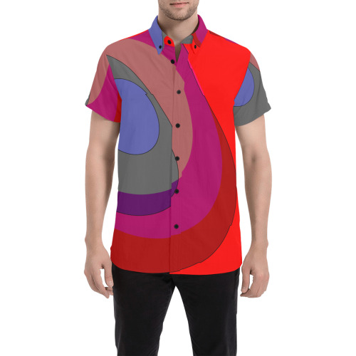 Red Abstract 714 Men's All Over Print Short Sleeve Shirt (Model T53)
