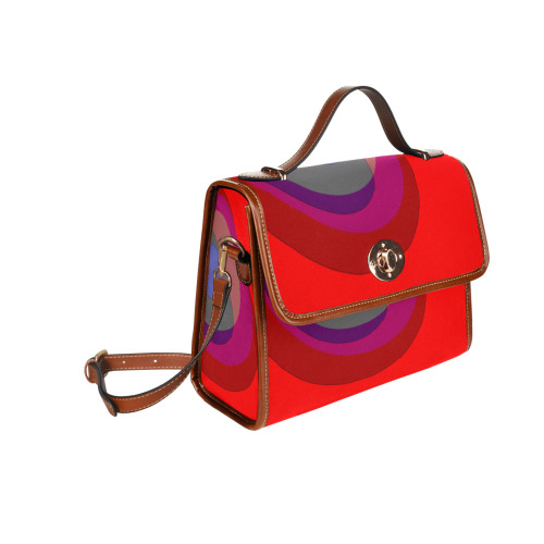 Red Abstract 714 Waterproof Canvas Bag-Brown (All Over Print) (Model 1641)