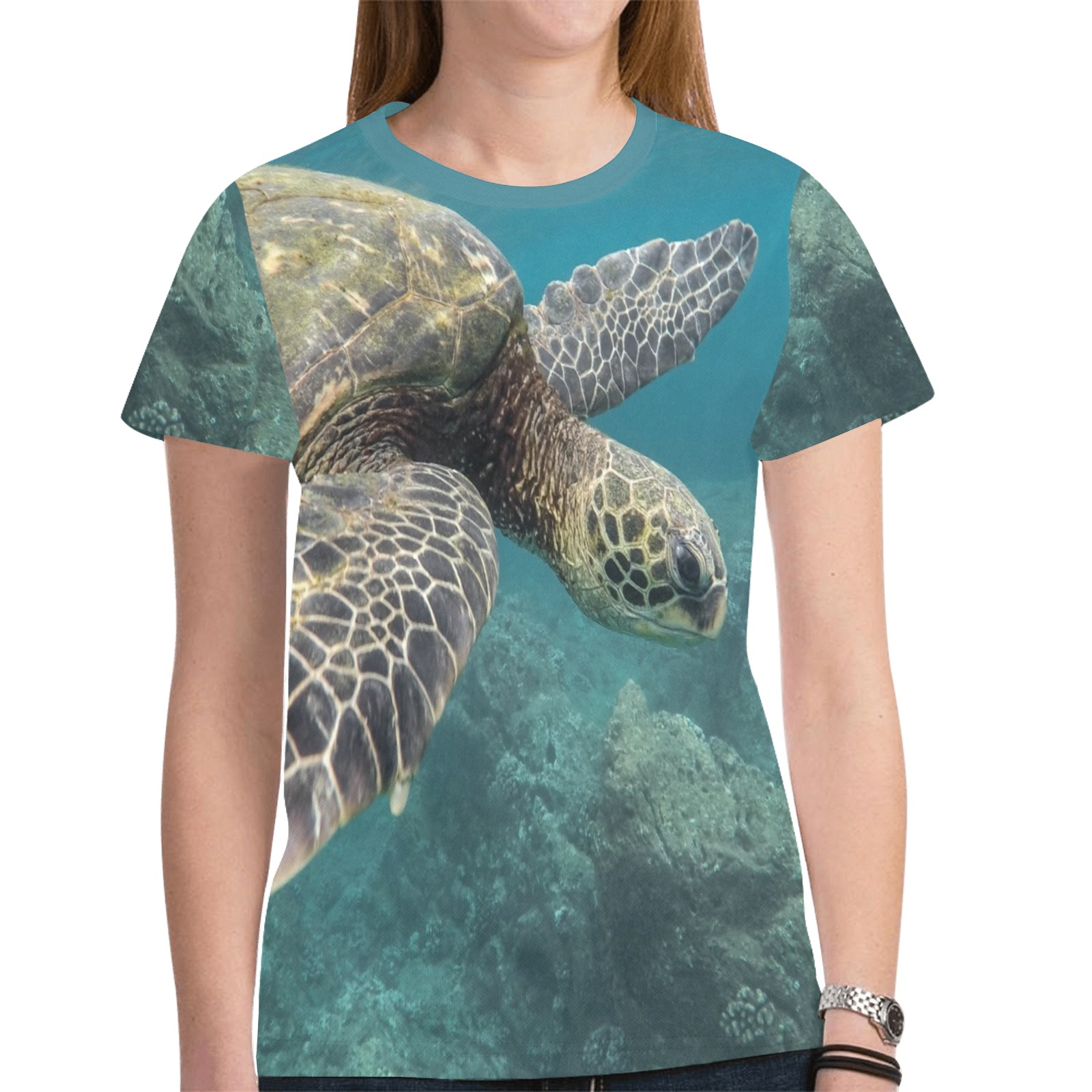 large turtle swimming collectable fly New All Over Print T-shirt for Women (Model T45)