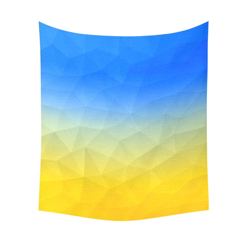 Ukraine yellow blue geometric mesh pattern Cotton Linen Wall Tapestry 51"x 60"
