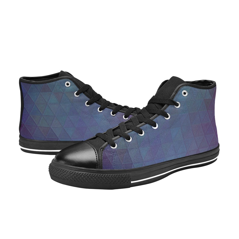 mosaic triangle 14 High Top Canvas Shoes for Kid (Model 017)