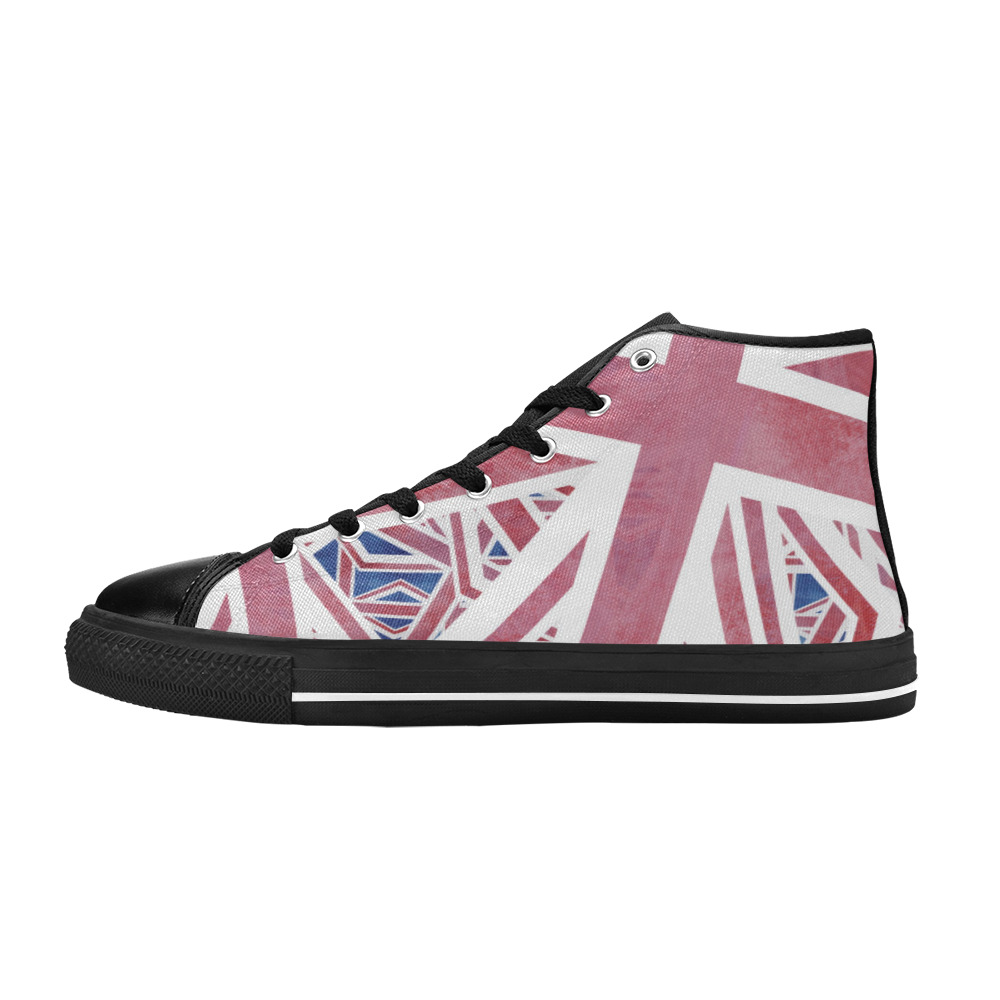 Abstract Union Jack British Flag Collage Women's Classic High Top Canvas Shoes (Model 017)