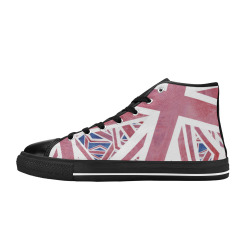 Abstract Union Jack British Flag Collage High Top Canvas Shoes for Kid (Model 017)